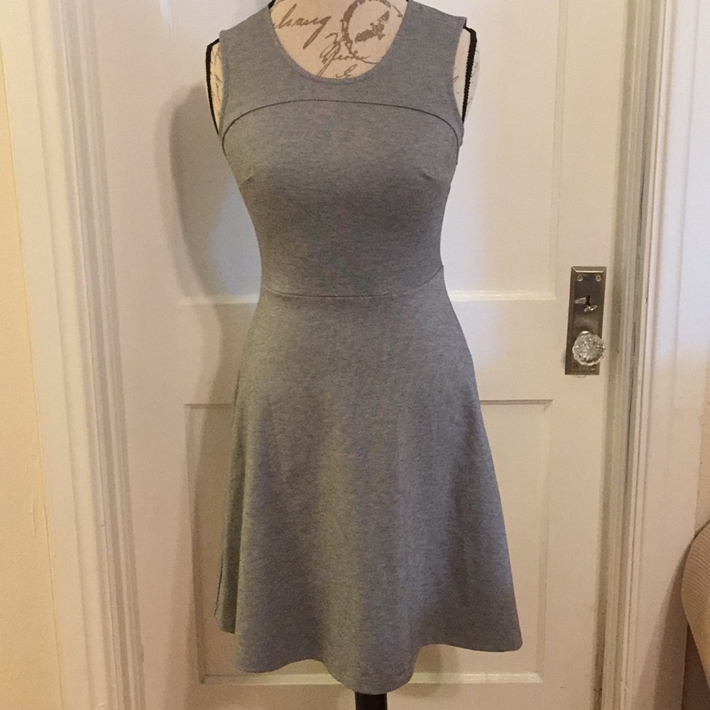 Gray fit n flare stretchy dress